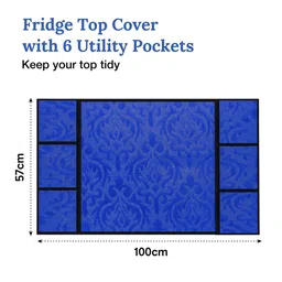 Kuber Industries Blue Printed 6 Utility Pockets Waterproof Refrigerator Cover image 5
