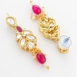 aadita Gold Plated Kundan Studded And Pearls Beaded Jewellery Set image 5