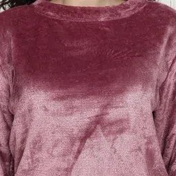 HERE&NOW Women Solid Fleece Sweatshirt with Pants Co-ord Set image 2