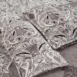 KLOTTHE Grey & White Printed 300 TC Double Bedsheet With 2 Pillow Covers- 2.7 m x 2.5 m image 2