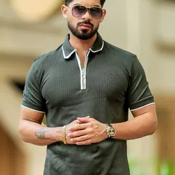 Maniac Men Colourblocked Polo Collar Slim Fit T-shirt-picture-53