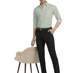 OTTO Men India Slim Fit Solid Spread Collar Formal Shirt image 5