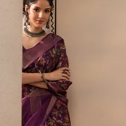 Libas Floral Silk Blend Handloom Saree-picture-31