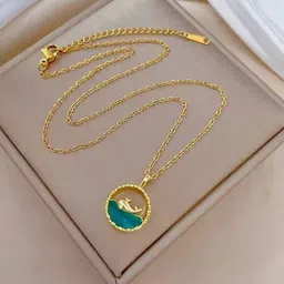 Tipsy closet Gold-Plated Stainless Steel Artificial Stones & Beads Necklace image 5