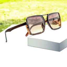 Jiebo Unisex Brown Lens & Brown Square Sunglasses with-image-96