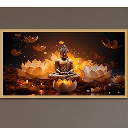 DEKORSTATION Gold-Toned 1 Piece Canvas Religious Wall Paintings-picture-0
