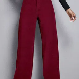 RAJOVATI Women Mid-Rise Loose Fit Parallel Trousers-image-0