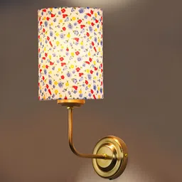 Aura White & Pink Printed Traditional Cylinder Shaped Wall Lamp image 4