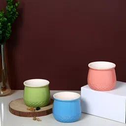 TAYHAA Blue & Green 3 Pieces Textured Pastel Bliss Ceramic Planters-picture-31