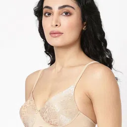 BLOSSOM Floral Self Design Medium Coverage Lightly Padded T-shirt Bra image 4