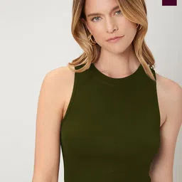 KERI PERRY Olive & Wine Lycra Sleeveless Round Neck Stretchable fit Crop Top-image-72
