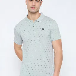 Duke Geometric Printed Polo Collar Cotton Slim Fit T-shirt-image-91