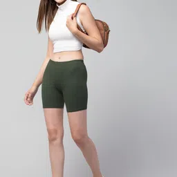 ULLAS Women Pack of 2 Skinny Fit Mid-Rise Cycling Sports Shorts image 5