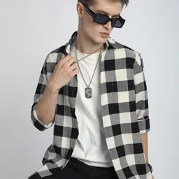 VASTRADO Men Classic Slim Fit Checked Casual Shirt-image-66