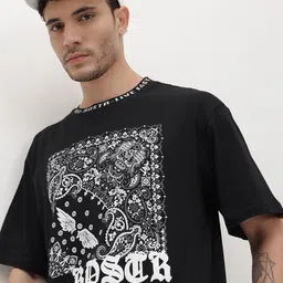 The Roadster Life Co. Printed Drop-Shoulder Sleeves Pure Cotton Relaxed Fit T-shirt-picture-35