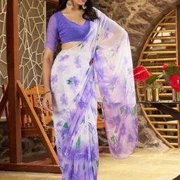 Sita Blue Pure Georgette Solid Sarees image 3