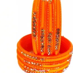 AMSHA Orange Glass Artificial Stones Bangle image 1