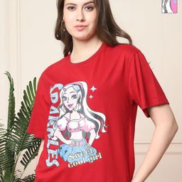 Tromko Women Pack of 2 Graphic Printed Round Neck Cotton Oversized T-shirts-picture-46
