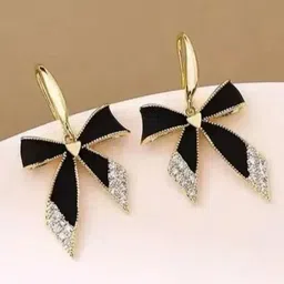DressBerry Stainless Steel Artificial Stones Studded Contemporary Drop Earrings-picture-30