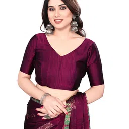 MAGNEITTA Floral Pure Chiffon Fusion Saree image 2