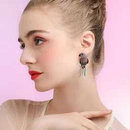 AVANT-GARDE PARIS Gold-Plated Rhinestone Parrot Shaped Drop Earrings image 4