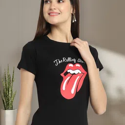 Dreambe Women Pack of 2 Mickey Mouse Graphic Printed Cotton Regular Fit T-shirts image 5