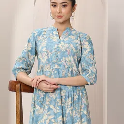 Libas Floral Print Puff Sleeve Fit & Flare Midi Dress image 2