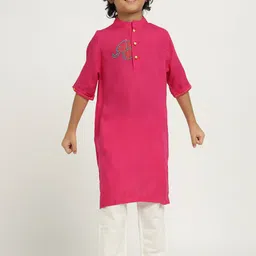 Somersault Boys Embroidered Regular Beads and Stones Pure Cotton Kurta with Trousers image 1