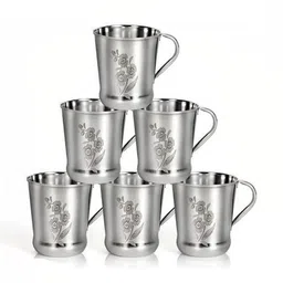 LEROYAL Set of 6 Stainless Steel Tea/Coffee Cups and Mugs-picture-13