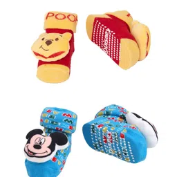 Yellow Bee Boys Pack Of 2 Patterned Cotton Ankle Length Disney 3D Socks image 3