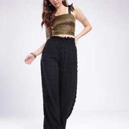 fusion by glitchez Floral Woven Design Fitted Crop Top image 3