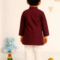 Cae Boys Floral Printed Regular Dupion Silk Kurta with Pyjamas image 2