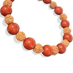 gems guru "Rudraksha & Red Jasper Healing Bracelet for Strength, Courage, and Balance" image 2