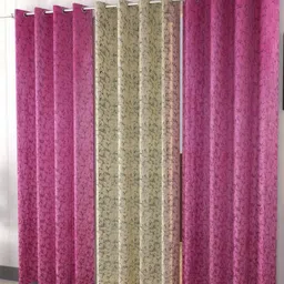 Galaxy Home Decor Pink 3 Pieces Printed Velvet Room Darkening Window Curtains-image-13