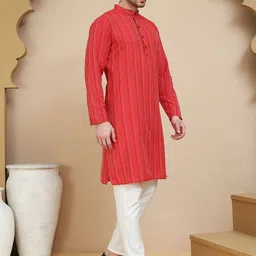 anouk mirage Anouk Rustic Geometric Woven Design Mandarin Collar Straight Kurta With Pyjamas image 5