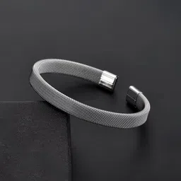 Jewels Galaxy Stainless Steel Silver-Plated Cuff Bracelet-picture-14