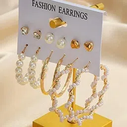 Zaphariq Set Of 6 Gold-Plated Artificial Stones Studded Circular Studs-picture-28