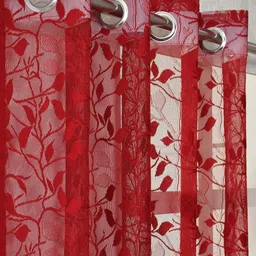 Galaxy Home Decor Maroon Set of 2 Sheer Door Curtain-image-64