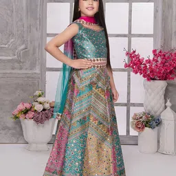 JAY NAGNATH FAB Girls Printed Mirror Work Ready to Wear Lehenga & Blouse With Dupatta image 3