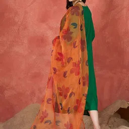 InWeave Women Solid A-Line Kurta with Palazzos & Dupatta image 5