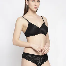 samvar Women Black,Brown Cotton Blend Bra Panty Set for Lingerie Set Undergarments Pack of 2 image 4