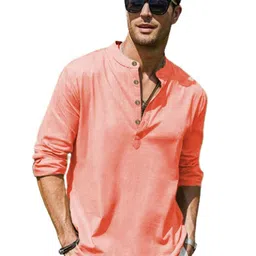 KNOWTED Mandarin Collar Roll-Up Sleeves Straight Short Kurta image 4