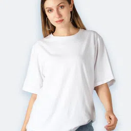 URBANICE Round Neck Drop-Shoulder Sleeves Oversized Cotton T-shirt-picture-28