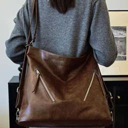 StyleCast Women Solid Structured Zip Detail Shoulder Bag image 5