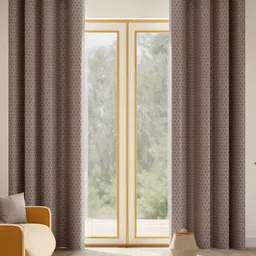 haus & kinder Mosaic Mirage Brown & White 2 Pieces Printed Room Darkening Door Curtains-picture-16