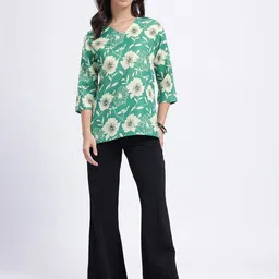 Anouk Rustic Floral Printed V-Neck Straight Kurti image 3