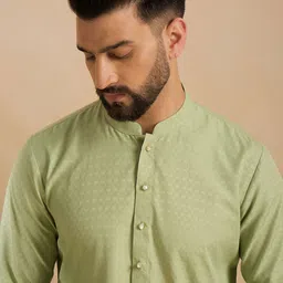 SWAGGINDIA Ethnic Motifs Embroidered Thread Work Mandarin Collar Straight Kurta-picture-18