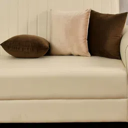 Shadowkart Brown & Cream Colored 3 Pieces Square Cushion Covers-picture-32