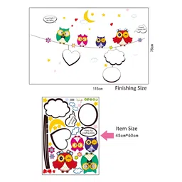 INDIAN ROYALS Yellow & Blue Owl Design Printed Self-Adhesive & Durable Wall Sticker image 2