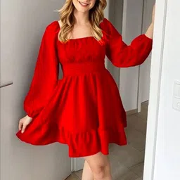 feuty Gathered or Pleated Fit & Flare Above Knee Dress image 1